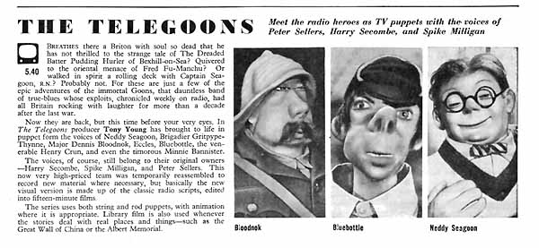 Radio Times Oct 3rd 1963,  The Telegoons